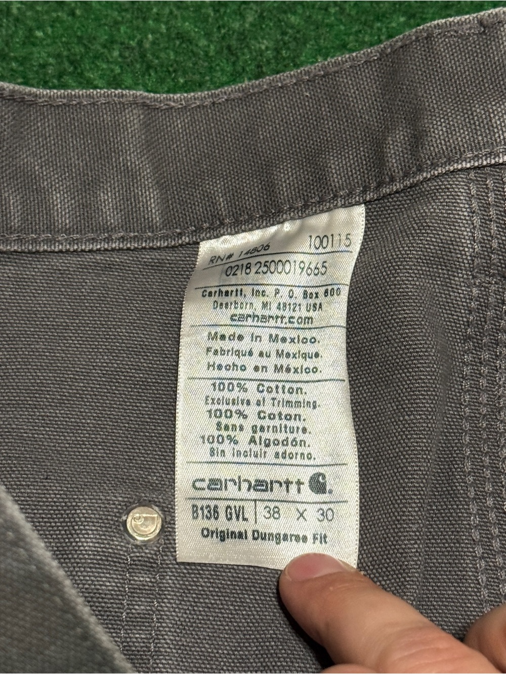 Carhartt Double Knee B136 GVL Carpenter Canvas Hip Hop Grunge 38x30 Pants Jeans - Picture 5 of 12